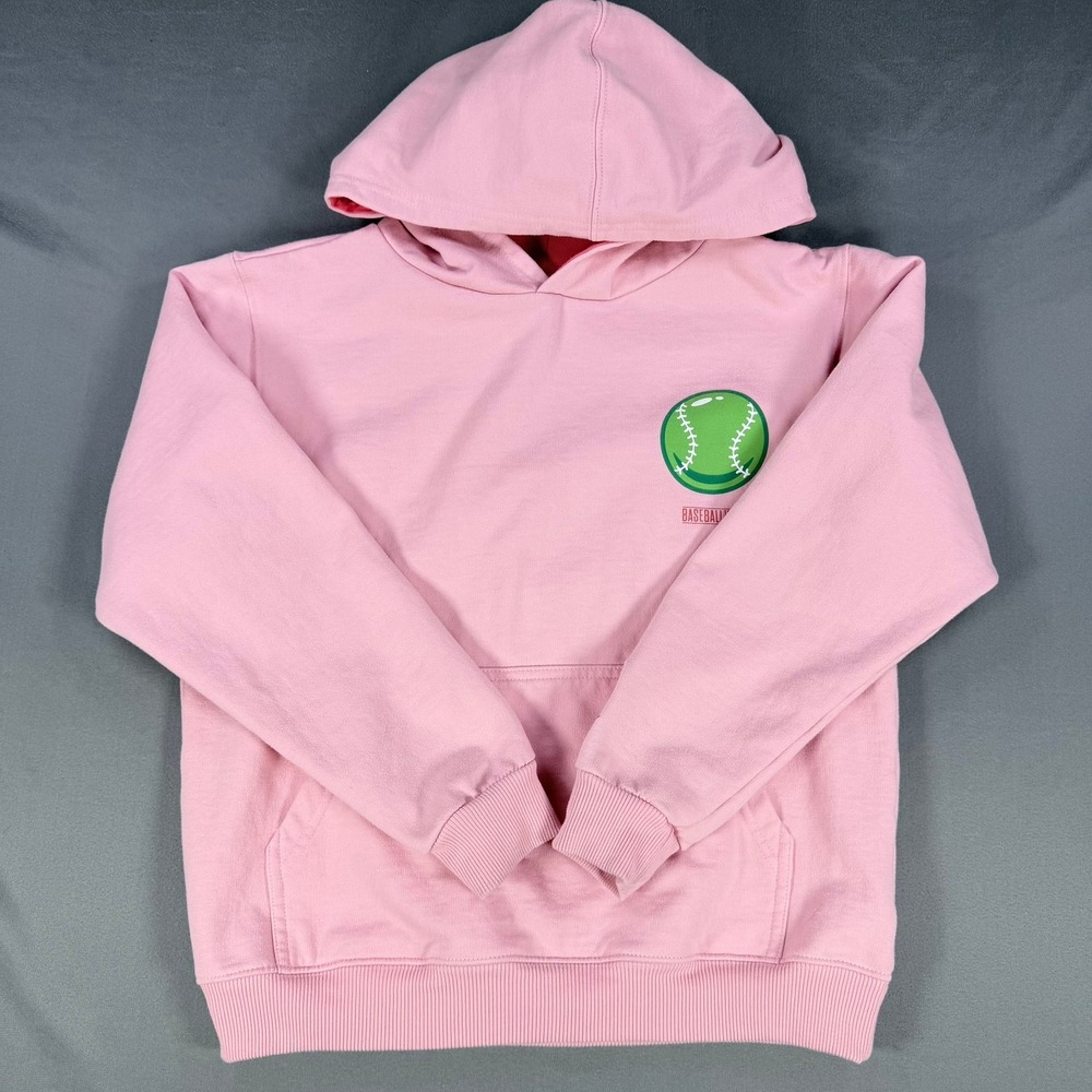 Baseballism Doubles & Bubbles Hoodie Youth S Pink Graphic Fleece Pullover Sports